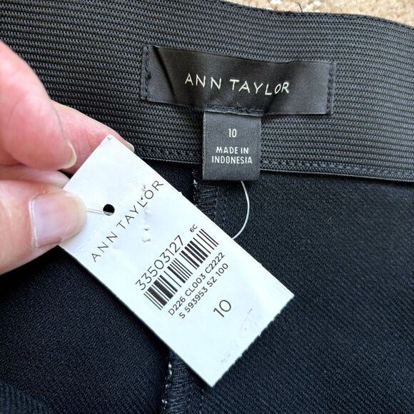 Ann Taylor The Side Zip Trouser Pant Women's Size 10 Houndstooth Black White NWT - Picture 3 of 10